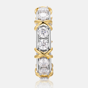 Women's Yellow Gold Plated Diamond <b>Ring</b> Round Brilliant Cut Center IGI Certified Hip Hop Classic Engagement Style - Product Image 5