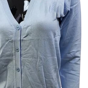 Premium Women Cashmere V-Neck Cardigan Light Blue White Soft Knit Long Sleeve Fashion Cardigan Lightweight OEM Custom Wholesale - Product Image 5