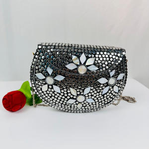 Bolso de mano de noche Floral de mosaico chapado en oro de aluminio de estilo antiguo bohemio indio Diseño de escultura pulida moderna personalizado - Product Image 6