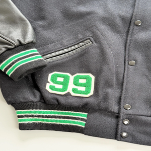 Abrigos Varsity de Lana Superior para Mujer, Chaqueta Letterman Vintage con Mangas de Cuero y Lana Negra, Chaqueta Varsity - Product Image 5