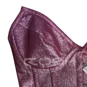 Corset rose scintillant glamour, bustier sans bretelles à décolleté cœur, à baleines spirales, fabricant de vêtements de mode - Product Image 5