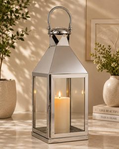 Silver Metal <b>Candle</b> <b>Lantern</b> Handcrafted Decorative <b>Candle</b> <b>Holder</b> <b>Lantern</b> for Home Decor Living Room Bedroom Tabletop Decoration - Product Image 3