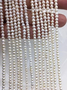 Perles de culture d'eau douce naturelles blanches A Plus, 3,5 mm, forme pomme de terre, haute brillance, en vrac, pour la fabrication de bijoux, tendance - Product Image 2