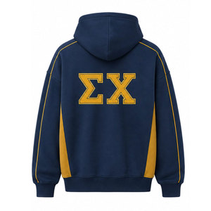 Sweat-shirt à capuche Sigma Chi bleu et or avec lettres grecques 1855, imprimé, design de poche, coupe décontractée pour homme, style automne - Product Image 6