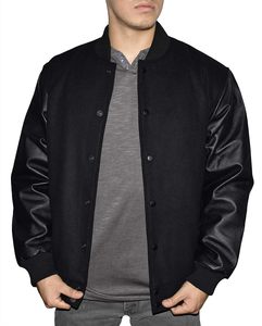 Men's College Varsity Bomber Style Wool <b>Blend</b> Winter Jacket 100% Cotton with Leather Sleeves Letterman Varsity Jacket - Product Image 1