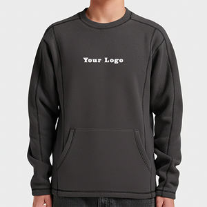 Nouveau sweat-shirt pour homme, couleur unie, col rond, coupe classique, manches longues, en molleton, avec poche avant, vêtement décontracté pour l'automne - Product Image 4