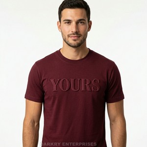 Camiseta de Lujo para Hombre, Color Borgoña, con Logotipo en Relieve 3D, Personalizada, de Algodón, Tejido Grueso de Alta Gama, Fabricada en Fábrica - Product Image 1