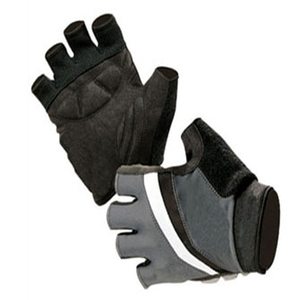 Gants de cyclisme mi-doigts noirs et gris en PU unisexe, respirants, en maille, à enfiler, pour l'été - Product Image 4