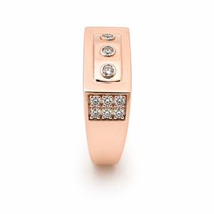 <b>Mens</b> 18KT Rose Gold Geometric Rectangular Cubic Zirconia <b>Ring</b> Multi Stone Cluster Side Detail Statement Wedding Party Gift - Product Image 3