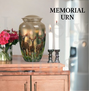 Deer embellished adult memorial cremation urn for <b>ashes</b> decorative <b>keepsake</b> remembrance tribute urn - Product Image 3