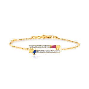 Bracelet triple halo en or jaune avec diamants de laboratoire - Product Image 1
