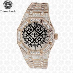 Charm_Jewells Luxury Stainless Steel <b>Watch</b> 40mm Round Diamond Encrusted Sapphire Crystal Analog Dial Unisex Quartz Movement - Product Image 1