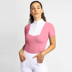 Camisetas Ecuestres Negras para Mujer con Etiqueta Personalizada, Ligeras, de Secado Rápido, con Cierre de Cremallera, Transpirables, 100% Malla - Product Image 5