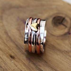 Wholesale Natural Turquoise Handmade 925 Sterling Silver Gemstone Meditation Fidget <b>Spinner</b> <b>Ring</b> Unisex Wedding Party Boho - Product Image 2