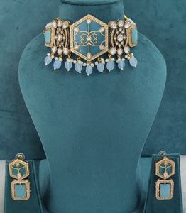 Conjunto de gargantilla de cuentas de latón, perlas Polki y cristal Monalisa, calidad premium, estilo minimalista, conjunto de collar tradicional indio. - Product Image 4