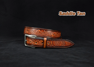 Boucle Western Vintage en Laiton Massif, Sculptée à la Main, Cuir Argentin de Haute Qualité, Ceinture 40MM pour Hommes et Femmes, Longueur Personnalisable - Product Image 2
