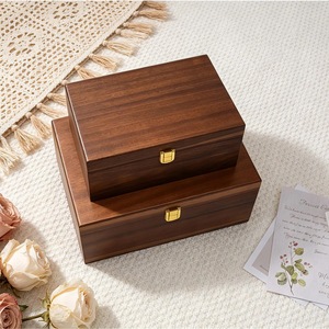 Boîte en bois rectangulaire écologique pour le rangement de bijoux et cadeaux - Intérieur doux pour articles délicats - Noël, Nouvel An chinois, décoration de table - Product Image 2