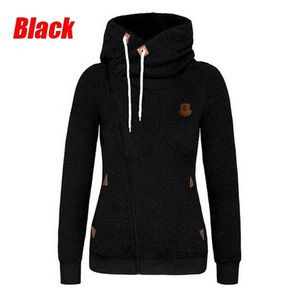 Nouvelle mode hiver femme sport personnalité fermeture éclair latérale sweat à capuche couleur bonbon pull manteau-kaki, S - Product Image 3