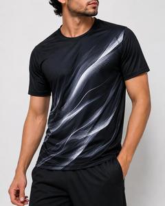 เสื้อยืดคอกลมแขนสั้นผู้ชาย ทรงปกติ ระบายอากาศได้ดี ผ้าถักลายเรียบ สไตล์ลำลอง ความยาวปกติ โพลีเอสเตอร์ 100% - Product Image 1