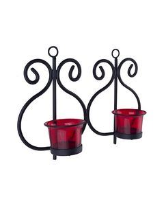 Elegant Black Metal Wall Mounted Tealight Candle Holder Set with Red Glass Votive Cups Decorative Iron Wall <b>Sconce</b> for Living - Product Image 5