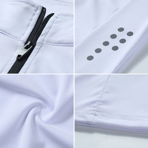 Men's <b>White</b> Long Sleeve Zipper Sporty Casual Shirt Quick Dry Knitted Polyester Dot Pattern Summer Wear - Product Image 2