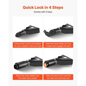 Verrou de remorque robuste Bulldog de 2-5/16 pouces pour remorques, 3 clés, pièces et accessoires pour camping-cars avec chaînes de sécurité - Product Image 4