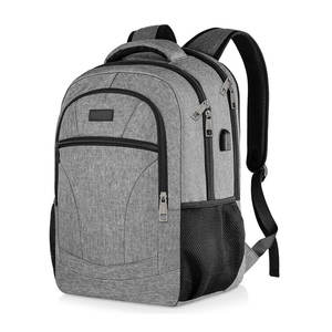 Unisex Gray Polyester <b>Backpack</b> with Adjustable Shoulder Straps and Zipper Closure for Casual Use - Product Image 1