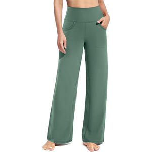 Wholesale <b>Women</b> Workout Outfit Fitness <b>Flared</b> <b>Leggings</b> Moisture Wicking High-Waisted Four-Way Stretch Eco-Friendly Extra Leg - Product Image 1