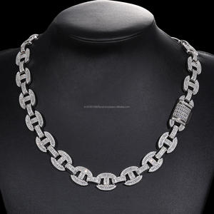 Cadena de Plata de Ley 925 de Primera Calidad con Diamantes Cultivados en Laboratorio, Tono Plateado, Eslabones Ovalados Audaces, para Marcas de Joyería al por Mayor - Product Image 1
