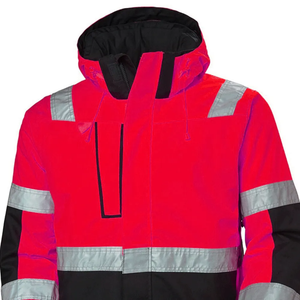 High Visibility Fluorescent Reflective Breathable Windproof Nylon <b>Waterproof</b> Safety <b>Work</b> Jacket Quick Dry Hood for Road - Product Image 4