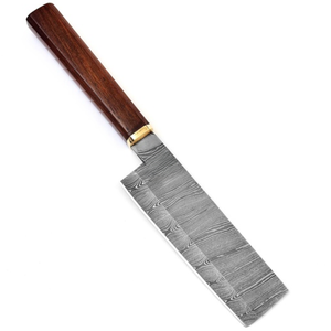 Couteaux de cuisine haut de gamme à motif Damas avec manche ergonomique en bois, lame large pour la cuisson professionnelle, la découpe de légumes et le tranchage - Product Image 2