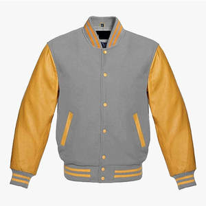Chaqueta Varsity de Cuero PU con Logotipo de Fabricante OEM, Chaqueta Bomber de Béisbol para Niños y Niñas, Chaqueta de Cuero para Hombre - Product Image 1