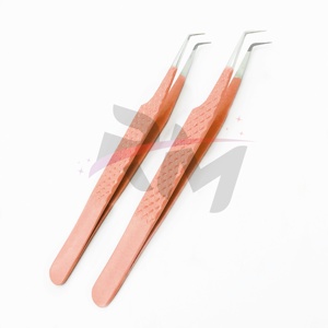 RMI Eyelash Extension Tweezers Orange Powder Coated Tweezer <b>Russian</b> Volume Silver Tip Tweezers Sustainable Steel Private Label - Product Image 5