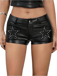 Shorts en similicuir pour femmes, couleur et taille personnalisées, style streetwear, shorts en cuir PU, vente en gros, usine - Product Image 3