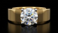 Anillo de Compromiso con Corte Brillante Redondo para Hombre, Diamante Cultivado en Laboratorio, Chapado en Oro de 14 Quilates, Regalo de Aniversario de Bodas, Anillo Solitario
