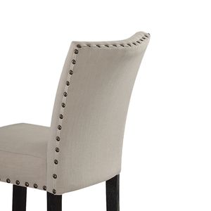 Sillas de comedor beige de altura media con adornos de clavos, juego de 2 - Product Image 5
