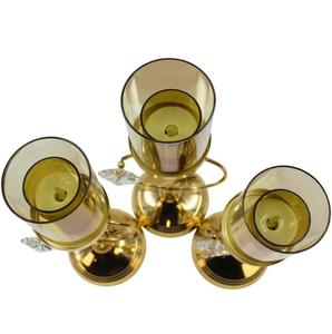 Golden Brass <b>Candelabra</b> with Amber Glass Candle Holders for Home Decoration - Product Image 4