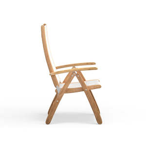 Chaise de salle à manger d'extérieur en teck massif léger de qualité commerciale avec assise en toile, mobilier de patio moderne pour appartement, complexe hôtelier, villa - Product Image 2