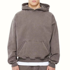 100% Cotton Heavyweight French Terry Regular Fit Lined Hoodie Custom Logo Blank Drop Shoulder <b>Pullover</b> <b>Men</b> Wholesale Price - Product Image 5