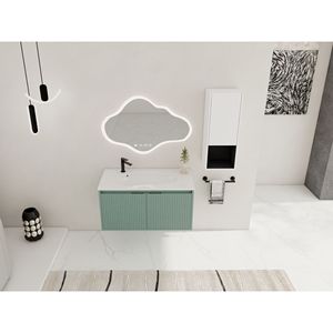 Meuble-lavabo flottant de 36 pouces avec vasque en résine en forme de goutte, armoire latérale à fermeture douce, combinaison C-00212WHK 05836GGE - Product Image 5