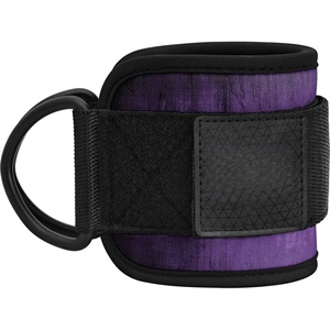 Adjustable-Neoprene Wrist-Wraps With D-Ring For Weightlifting Gym Use-Purple And Black-Design <b>Velcro</b>-Closure - Product Image 2