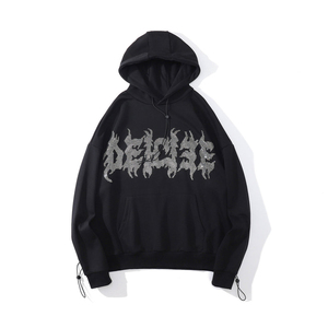Casual Unisex Oversized Men's Hoodies 100% Cotton <b>Fleece</b> <b>Zipper</b>-Up Winter Custom Clothing with Rhinestone Hoodie - Product Image 1
