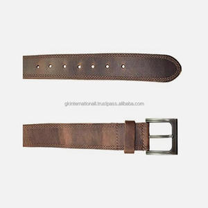 Cinturón informal para hombre de cuero de grano completo hecho a mano rústico personalizado con hebilla de aleación de plata mate sólida - Product Image 5