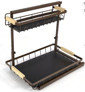 OEM/ODM Vietnam Double <b>Layer</b> Pull Out <b>Under</b> Sink Rack Metal Wire Kitchen Storage Holder Durable Organizer Shelf - Product Image 2