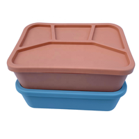 Boîte à lunch bento en silicone, récipient alimentaire divisé avec couvercle, anti-fuite, sans BPA, pliable, multifonction, rangement de cuisine
