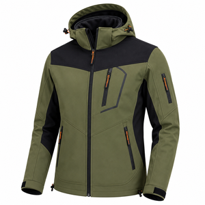 Chaqueta Softshell Táctica para Hombre al por Mayor, Cortavientos, para Senderismo y Trabajo al Aire Libre, con Bolsillos con Cremallera Seguros, Flexible para Todo Clima - Product Image 1