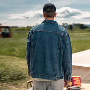 Custom Logo Mens Denim Jacket Vintage Style <b>Button</b> Up Cotton Windbreaker High Quality Outerwear For Motorbike Rider Outdoorwear - Product Image 2