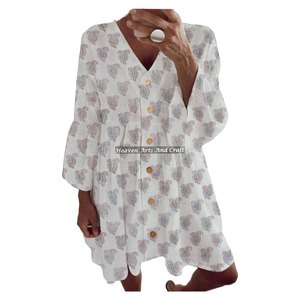 Vestido Túnica de Primavera/Verano con Mangas Campana, Vestido de Primavera/Verano de Tela Suave, Vestidos Bohemios de Primavera/Verano, Vestido Estilo India - Product Image 4