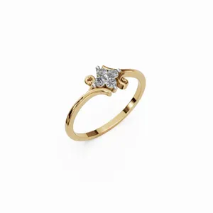 Elegant Design Fourfold Lab Grown <b>Diamond</b> <b>Ring</b> in 18K Yellow Gold 4 Pieces Round Cut Luxury Style IGI Certified Women's - Product Image 4