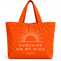 AMANI Sunshine on My Mind Sac fourre-tout en toile orange avec imprimé minimaliste pour le shopping estival, Bengale occidental